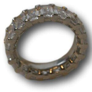 Womens Luxury 925 Sterling Silver Wedding Band Eternity Ring Size: 8